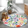thumbnail image 3 of Round Rugs 3Ft, Spring Floral Round Area Rug Washable Indoor Throw Carpet, Colorful Summer Botanical Flowers Abstract Small Non Slip Circle Rug for Bedroom Living Room Home Decor Aesthetic, 3 of 8