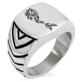 thumbnail image 1 of Stainless Steel Alluring Mermaid Chevron Pattern Biker Style Polished Ring, 1 of 1