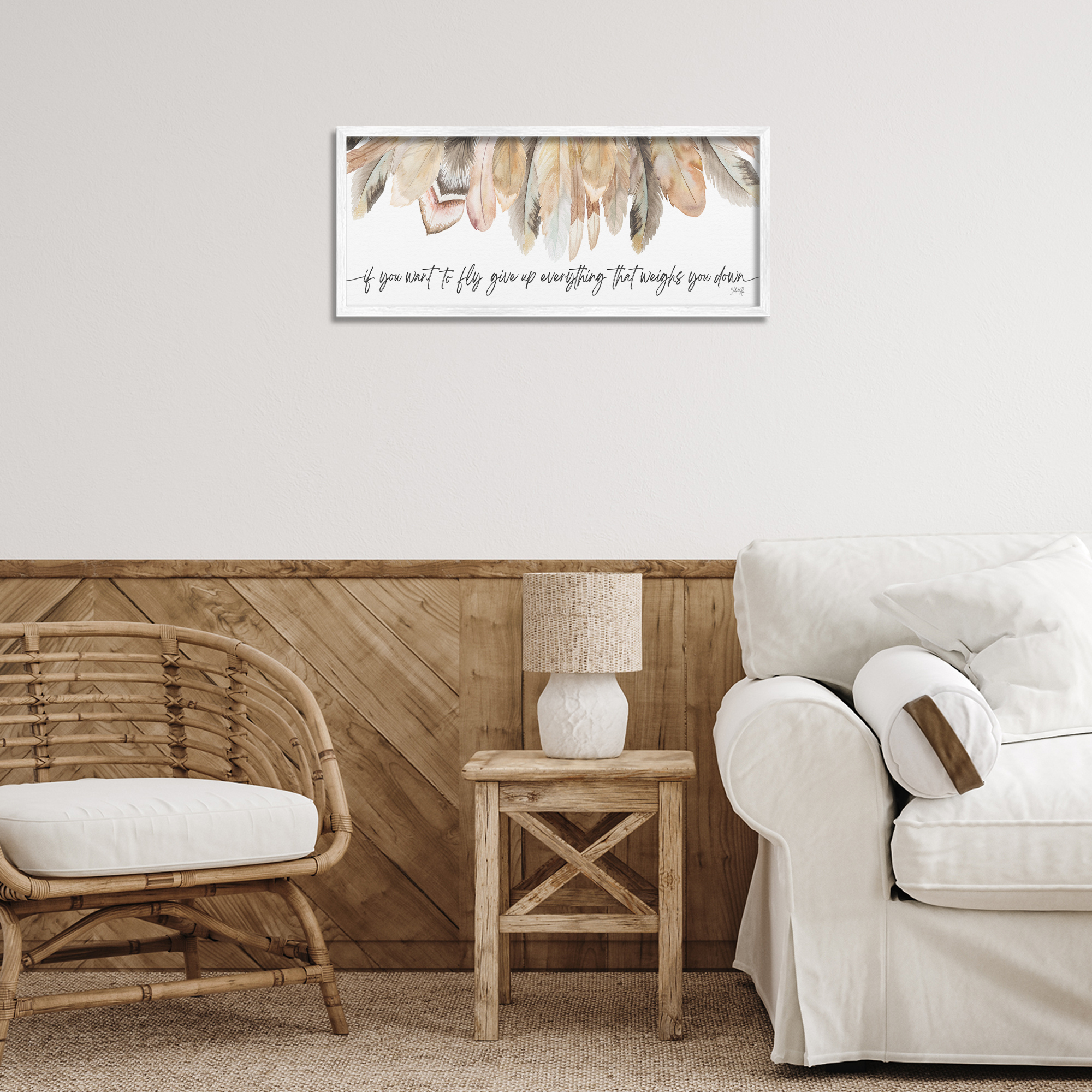 Stupell Industries If You Want To Fly Typography Painting White Framed Art Print Wall Art, 24 x 10