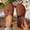 Brown, variant on Women’s Hollow Woven Slide Sandals, Single Strap Metal Buckle Slip On Mules, Breathable Open Toe Flat Summer Shoes Brown 5.5(36)