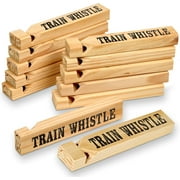 Playbees Train Whistles Party Noisemaker, Wood, 12 Piece