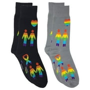 Foozys Mens Fun Gay Pride Themed Novelty Crew Socks | 2 Pairs Included in Two Colors