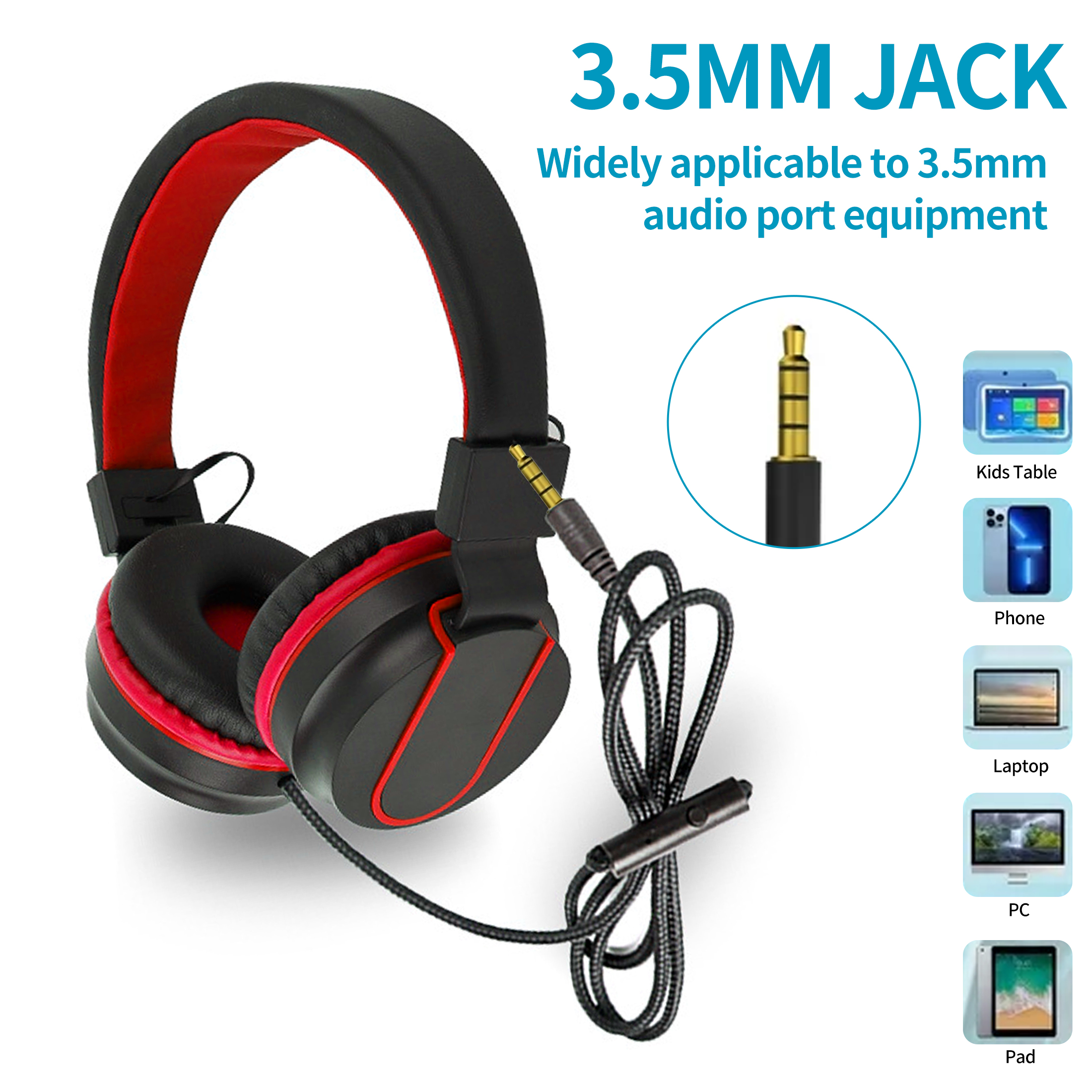 WIGACH Kids Wired Headphones with Microphone, Foldable On-Ear photo 6