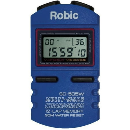 UPC: 0021096879370 | Robic SC-505W Multi-Mode Chronograph Stopwatch 12 Lap Memory Blue