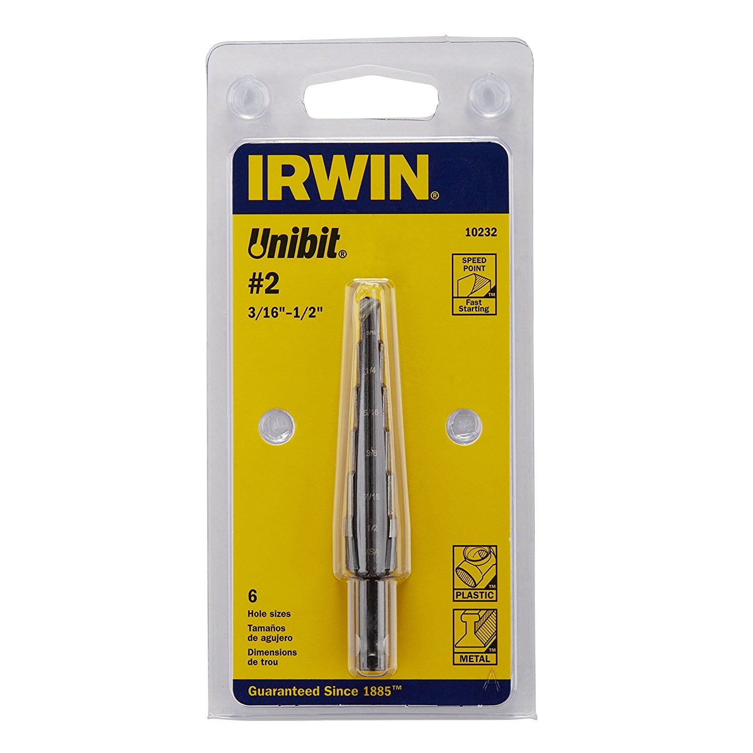 IRWIN Irwin Tools UniBit 3/16-Inch to 1/2-Inch Step-Drill Bit 1/4-Inch Shank 10232 