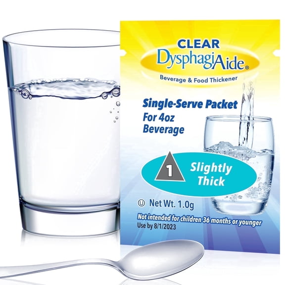 Clear DysphagiAide Thickener, IDDSI Level 1 Slightly Thick, Single Serve Packets, 24 Count