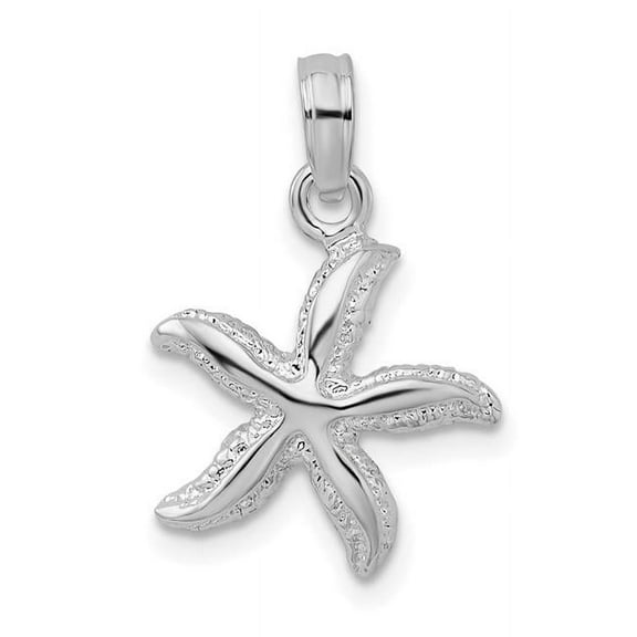 Finest Gold Sterling Silver Polished Textured Small Starfish Pendant