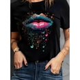 thumbnail image 1 of Camiseta de Mujer de Verano BásicaWomen'S Fashion Teardrop Lips Printed T Shirt, Simple Casual Round Neck Comfortable T Shirt, Women'S Casual Sports Outdoor T ShirtFather's Day, Mother's Day, New Ye, 1 of 6