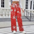 thumbnail image 6 of Women's Fashion Casual Loose Printed Wide-Leg Sports Pants with Christmas Print, Comfortable Home and Outdoor Wear, Elastic Waist with Drawstring for Easy Fit, Red, L, 6 of 7