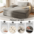 thumbnail image 6 of 80"W Oversized Double Chaise Lounge Chair,Modern Deep Seat Upholstered Reading Chair with Detachable Design,Chenille Lazy Sofa w/ Large Pillows & Wide Armrests for Living Room, Apartment, 6 of 11
