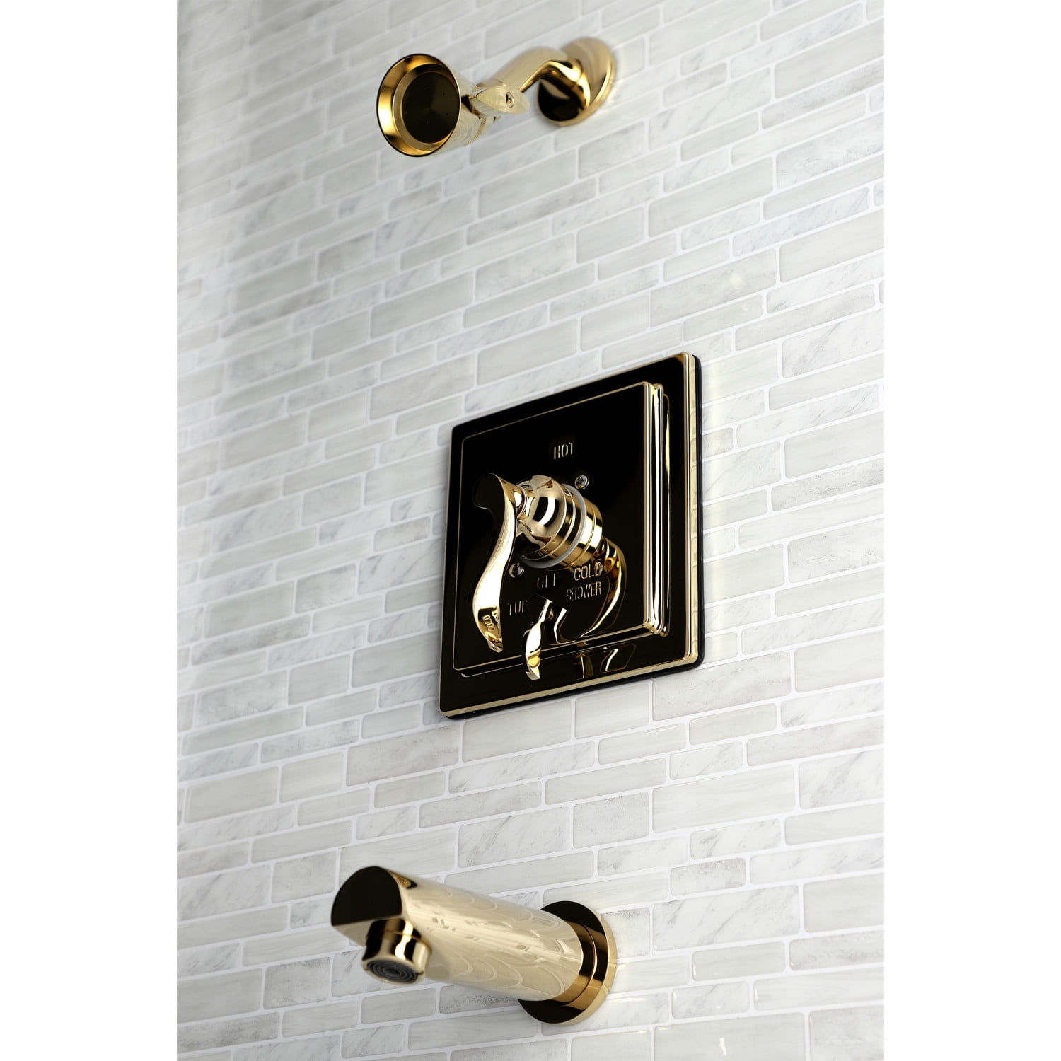 Kingston Brass KB86520DFL Tub and Shower Faucet, Polished Brass