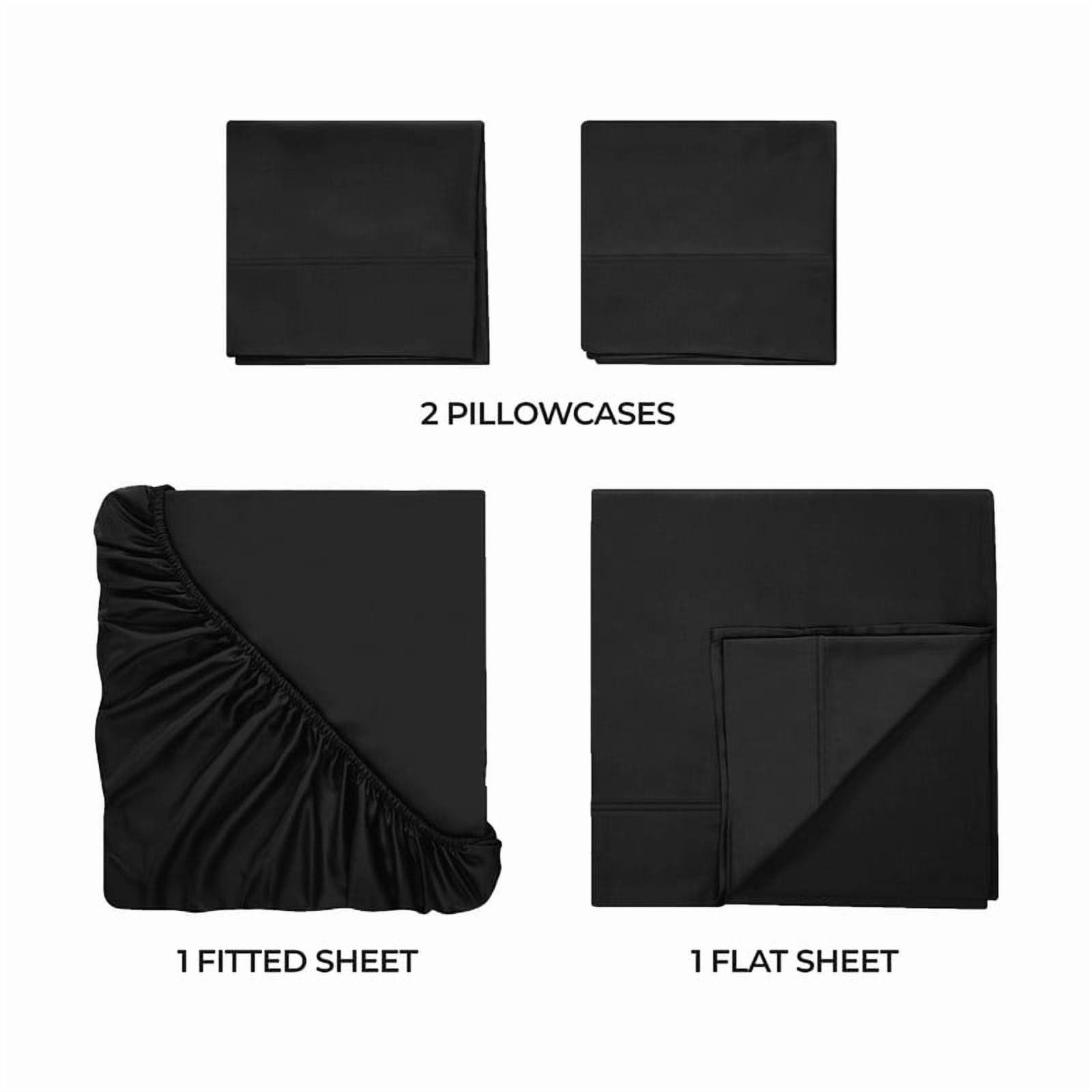 Superior Egyptian Cotton 400 TC Deep Pocket Sheet Set, Full, Black