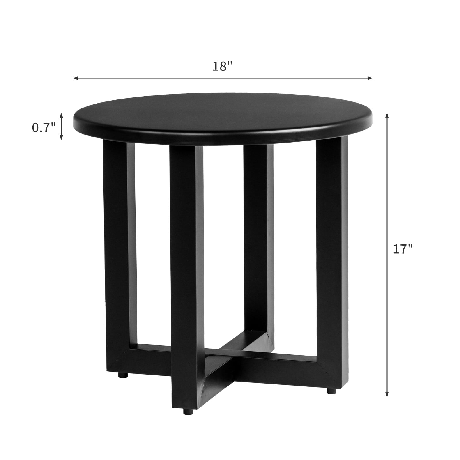 Outdoor Metal Round Table, Weather Resistant Patio End Table Side Table Coffee Bistro Table for Indoor Outdoor, Black