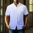 thumbnail image 7 of hotojiny Mens Short Sleeve Work Shirt Casual Gradient Button Down Shirts Stretch Outdoor Hiking Fishing Cargo Shirt with Pockets, 7 of 7