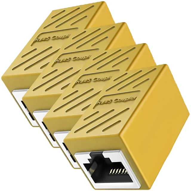 Acoplador RJ45 LinkFusionYellow 4 Pzas VentDepot Hasta 1000Mbps Interior Amarillo Plástico y Metal