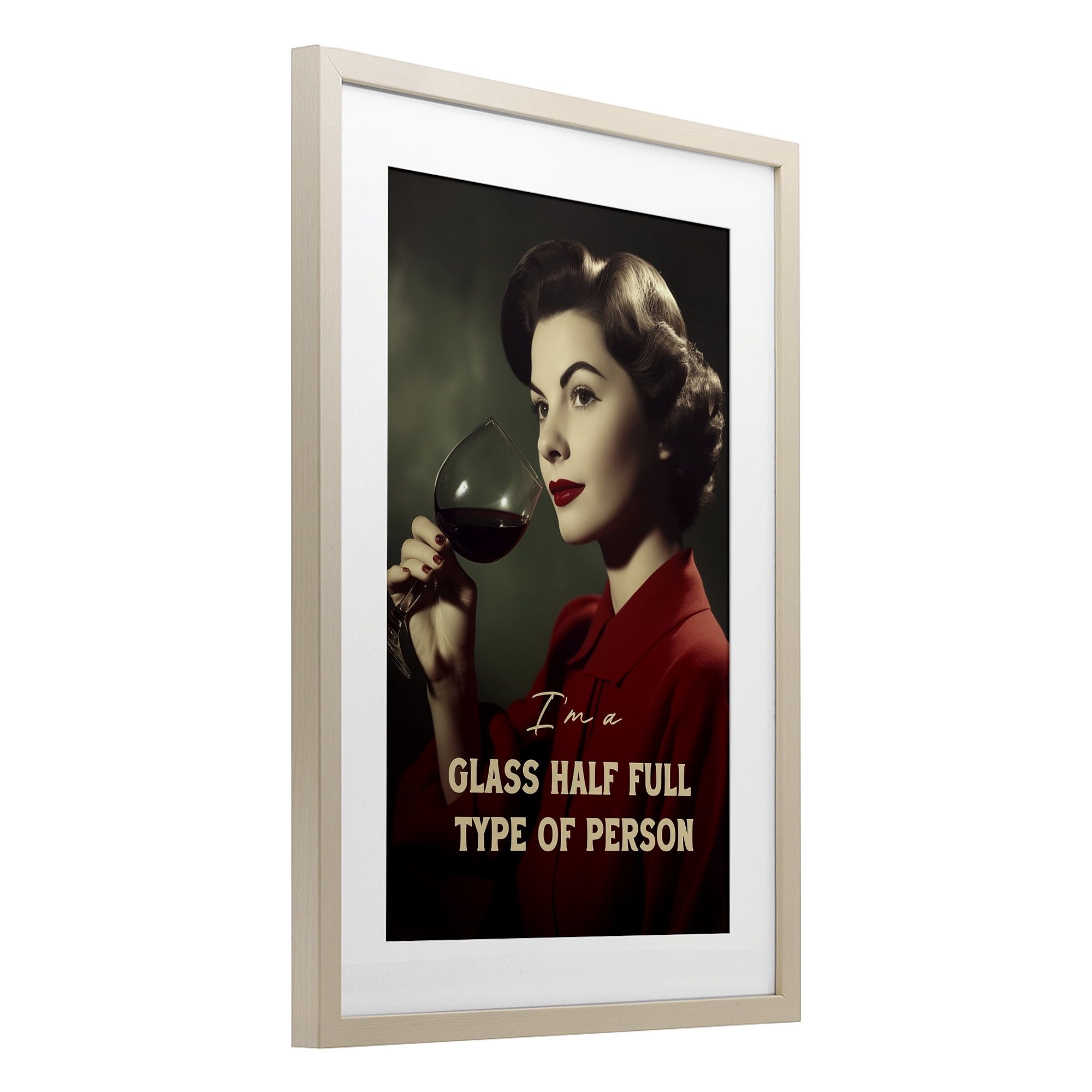 Stupell Industries Glass Half Full Person Birch Framed Print Under Glass, design by Andreas Magnusson