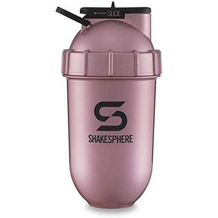 ShakeSphere Tumbler Protein Shaker Bottle with Side Window 24oz Rose Gold