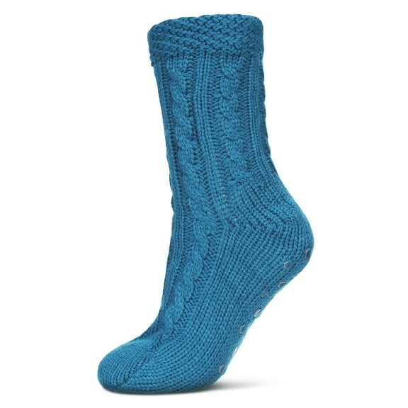 Legmogue Women's Cable Knit Sherpa-Lined Lounge Sock - Womens - Female, One Size, Oatmeal