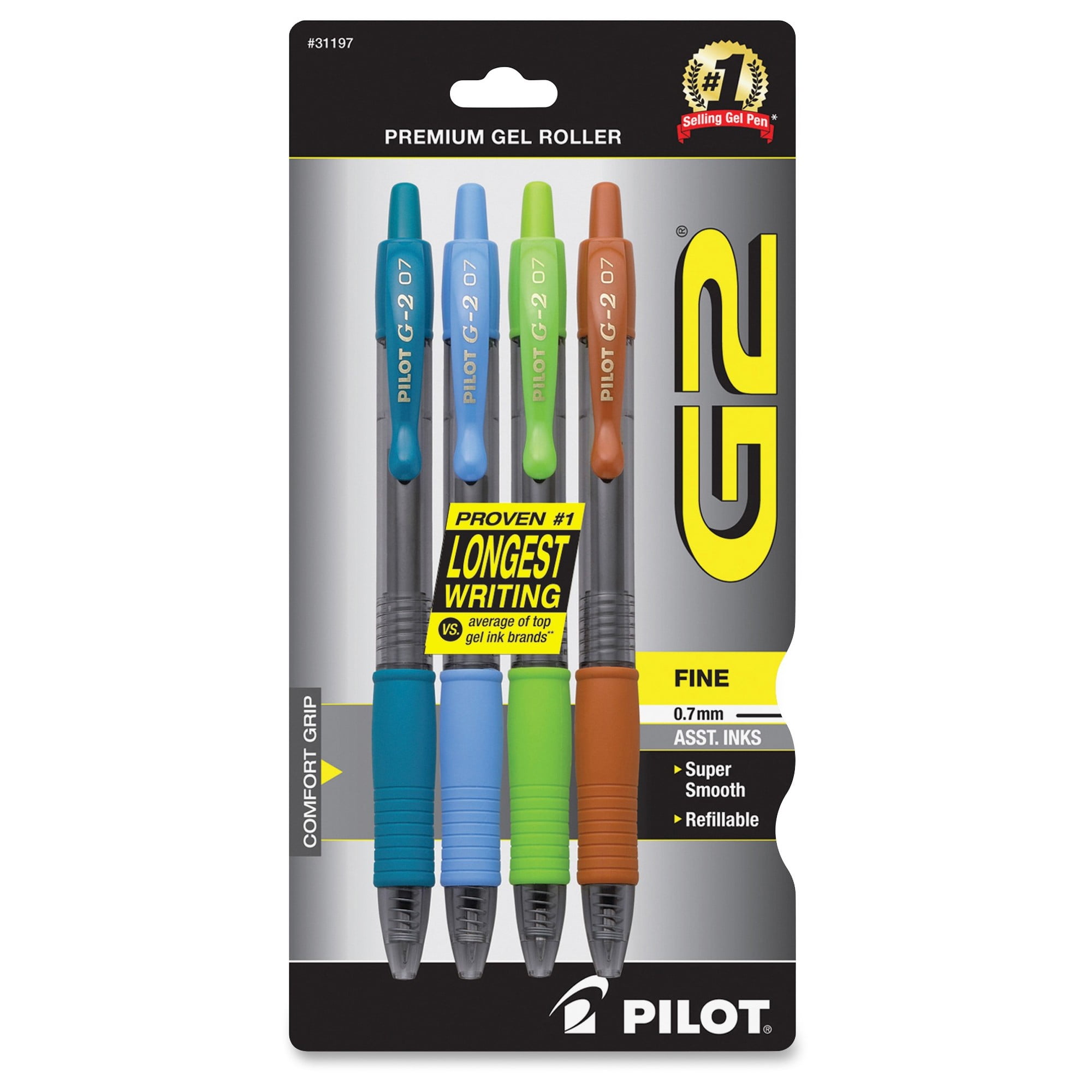 4-Count Blue Ink Fine Point PILOT G2 Premium Refillable & Retractable Rolling Ball Gel Pens 1 