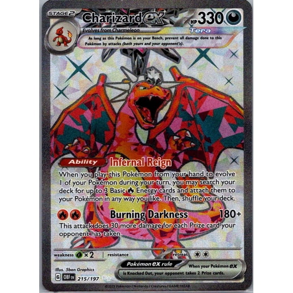 Collectible 2023 Obsidian Flames Charizard EX FA UR Secret Rare Holo #215/197 English Trading Card