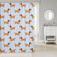 thumbnail image 2 of Manfei Kawaii Dog Shower Curtain 72Wx84L, Dachshund Lover Bathroom Shower Curtain, Light Blue White, 2 of 5
