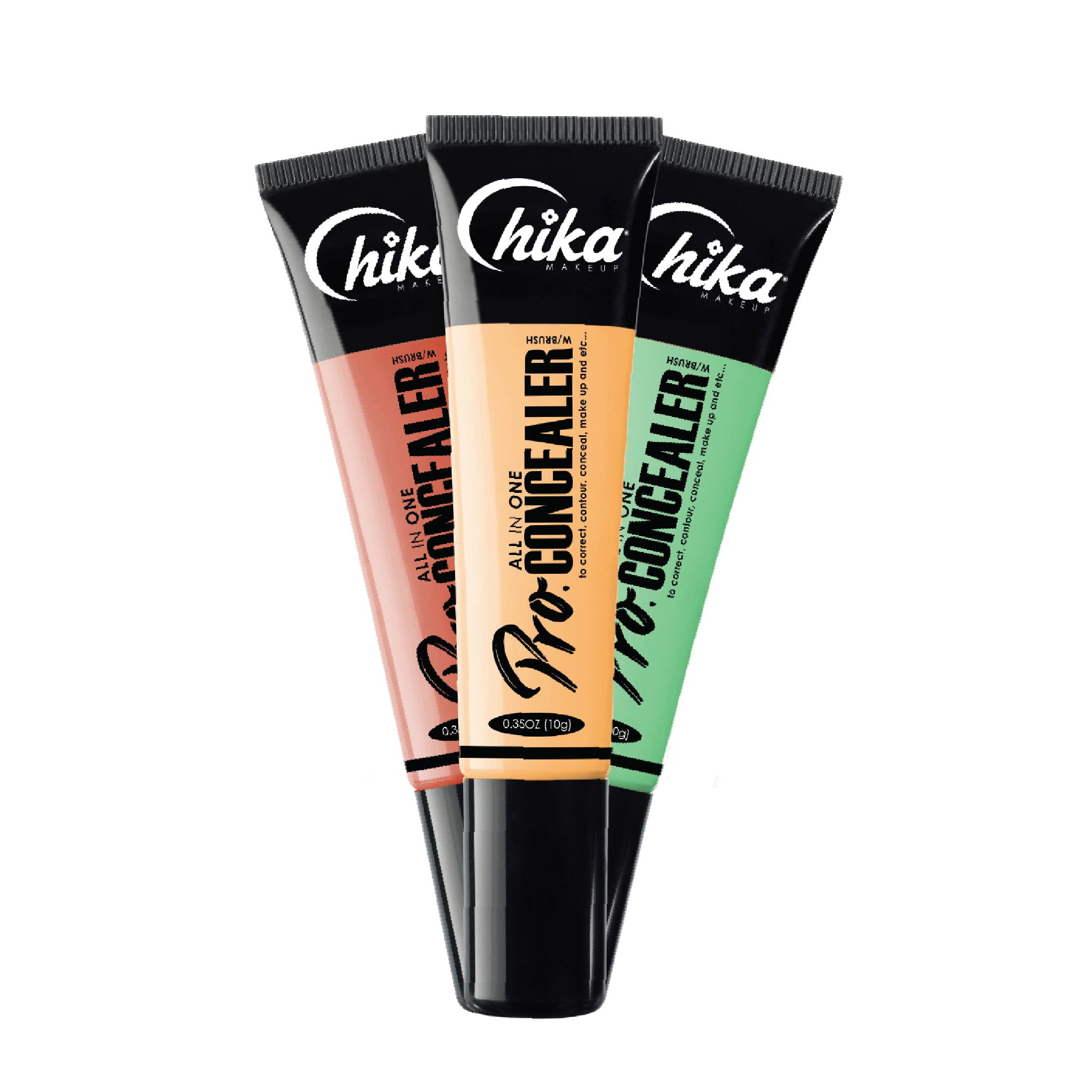 Colorina Makeup Studio All in One Pro Concealer with Brush Dark Brown Concealer Makeup 0.35 oz