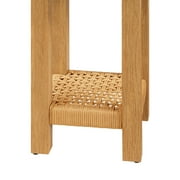 Better Homes & Gardens Vista Woven Coastal End Table, 18 in Round, Light Honey