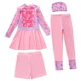 thumbnail image 4 of ZXLBBD Swimsuits for Girls Long Sleeve 4 Piece Cartoon Printed Rash Guard with Upf 50+ for Kids Youth Breathable Vacation Outfit, 4 of 4