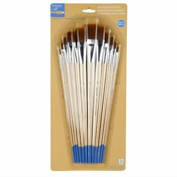 12 Packs: 12 ct. (144 total) Necessities Brown Synthetic Flat Brush Set by Artist's Loft