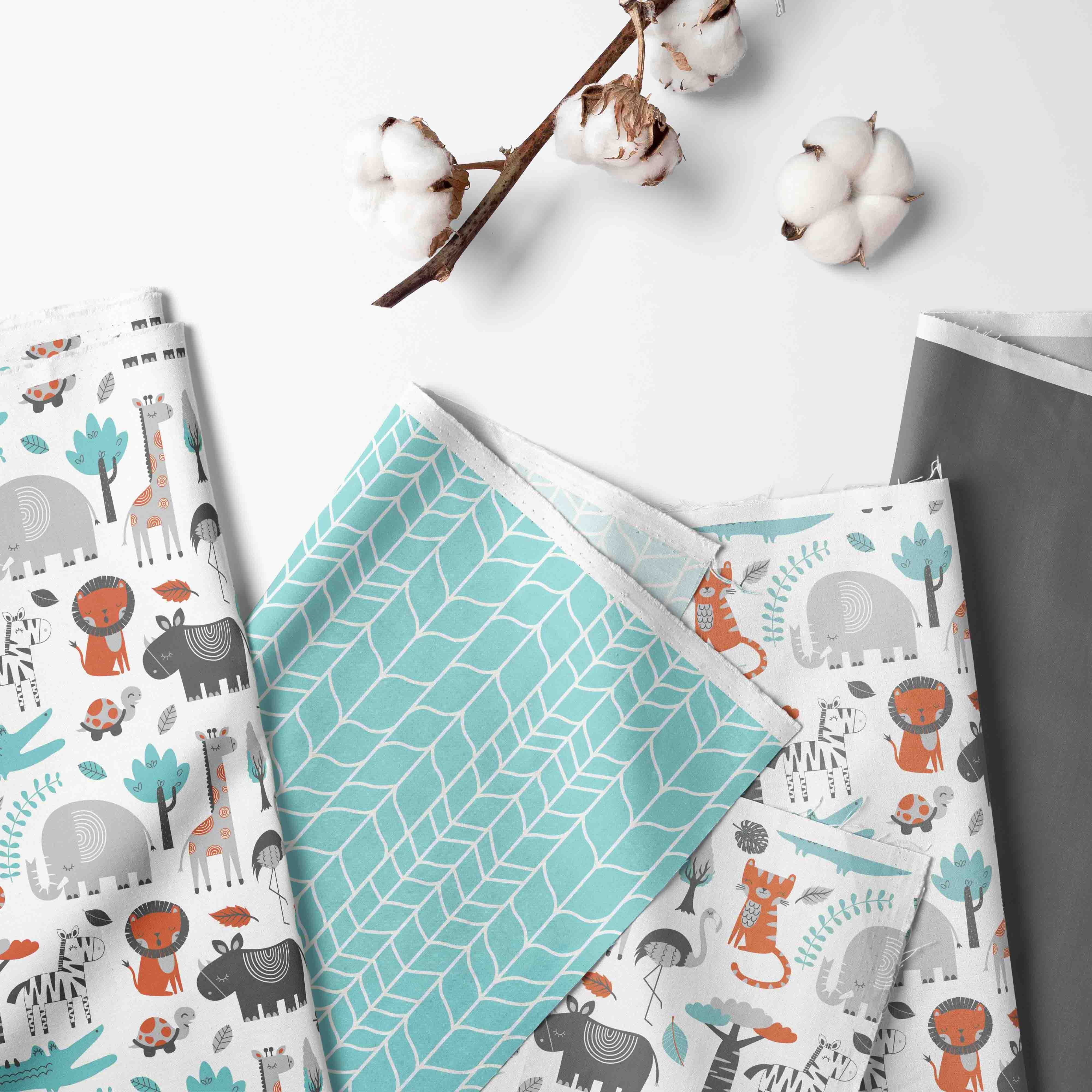 Bacati - Safari Jungle Animals Aqua/Orange/Grey Quilted Changing Pad Cover