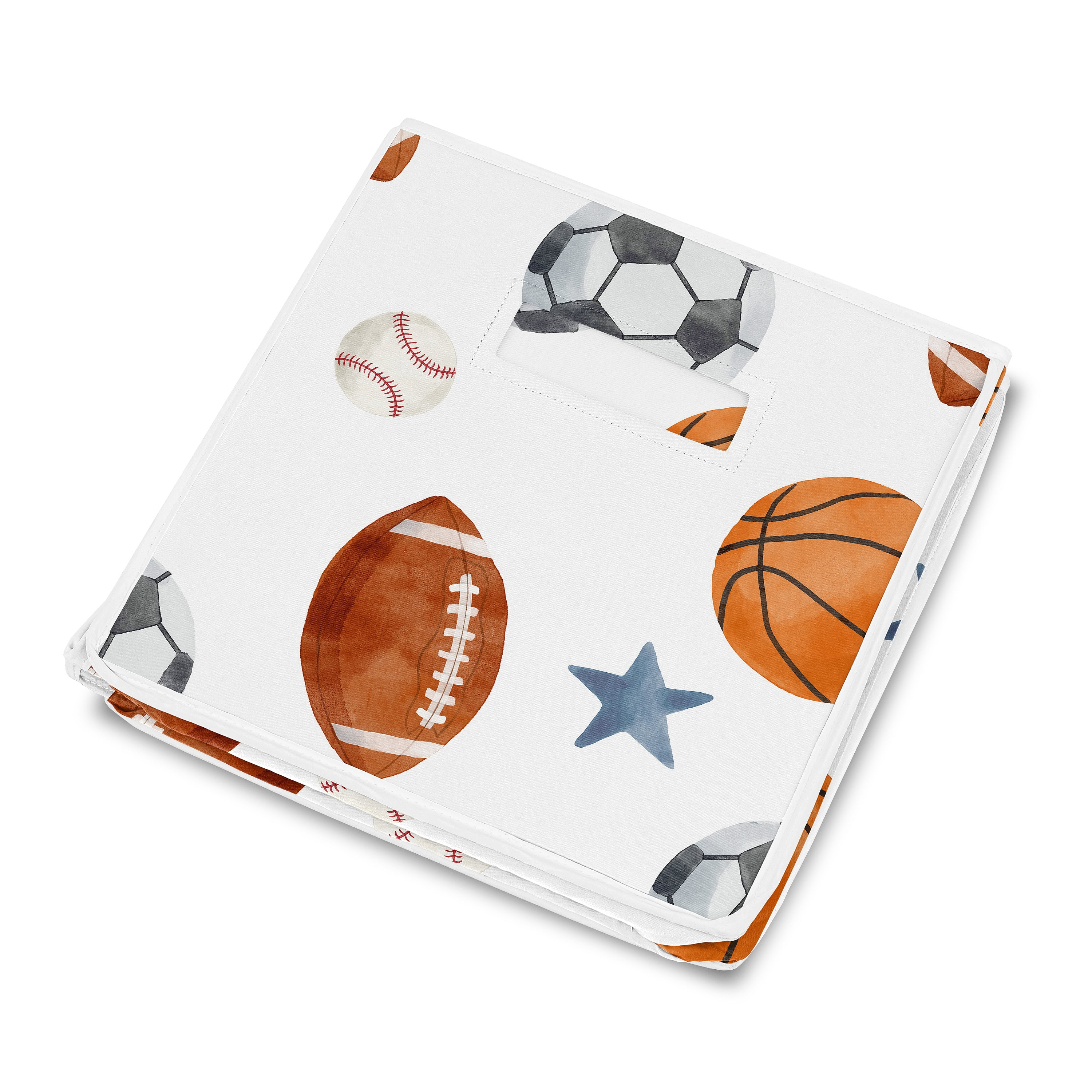 Sweet Jojo Designs Watercolor Sports Theme Boy Storage Fabric Toy Box