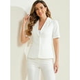 thumbnail image 4 of DARING DIVA Women's Cotton Linen Short Sleeve Blazer for Work Office XS White, 4 of 5