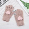 thumbnail image 3 of Tnobhg 1 Pair of Women Winter Gloves Heart Pattern Full Finger with Touch-Screen Design Non-Slip Fashionable Warm Knit Mittens, 3 of 8
