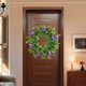 thumbnail image 3 of Corona de flores artificiales para colgar en la pared, 45 cm, para puerta de entrada, redonda, con hojas verdes. Corona Violeta (Púrpura), 3 of 9