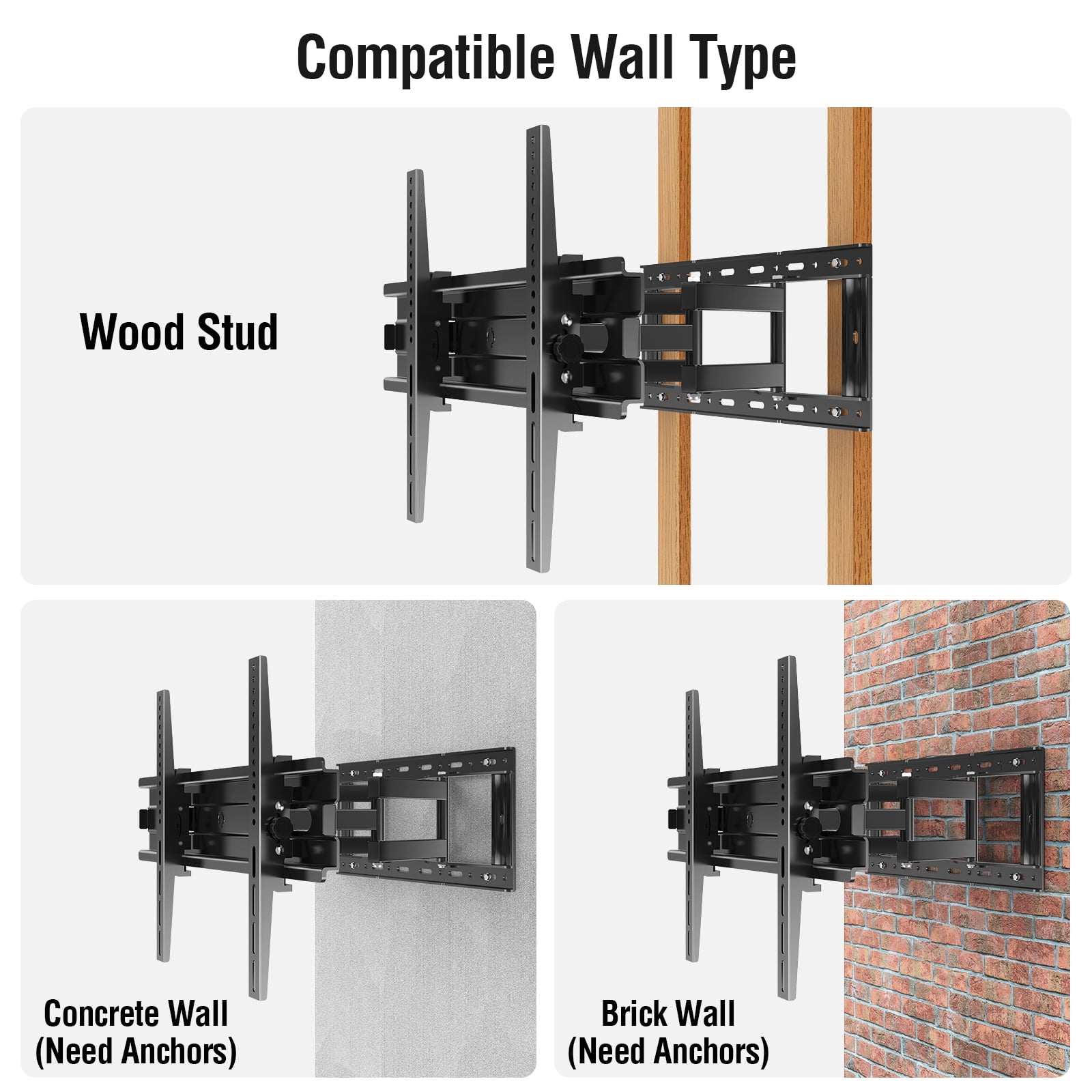 HOMOUNT Full Motion TV Wall Mount for Most 32-80 inch TVs, Wall Mount Bracket with Articulating Swivel and Tilt, Max VESA 600x400mm, Holds up to 132lbs