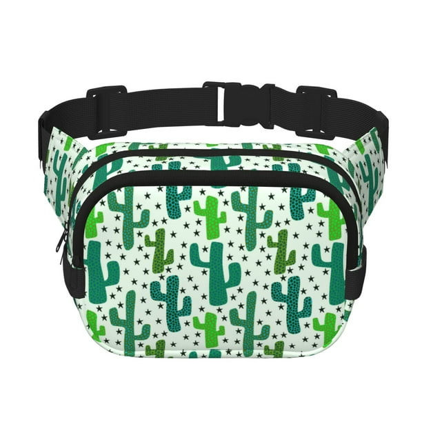Fotbe Cactus 1 Cangurera Cuadrada con Estampado de Doble Capa, Bolsa de Cintura Ajustable Mini para Hombres y Mujeres