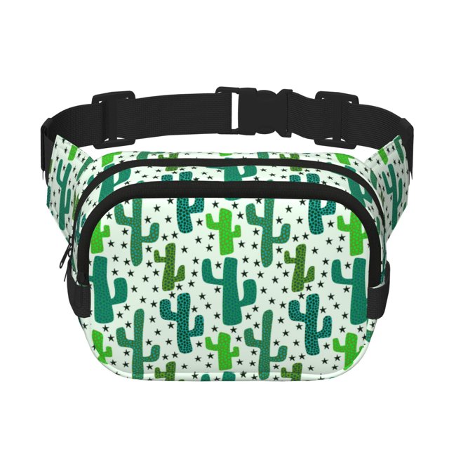 Fotbe Cactus 1 Cangurera Cuadrada con Estampado de Doble Capa, Bolsa de Cintura Ajustable Mini para Hombres y Mujeres