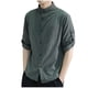 thumbnail image 2 of pstuiky camisetas de hombre, Camisa informal de manga corta con cuello alto y botones para hombre, color liso ropa de hombre xl, 2 of 5