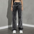 thumbnail image 6 of Tsivenald Womens Jeans High Waist Acid Wash Denim Wide Leg Five Pocket Button Fly Loose Casual Denim Pants, 6 of 7