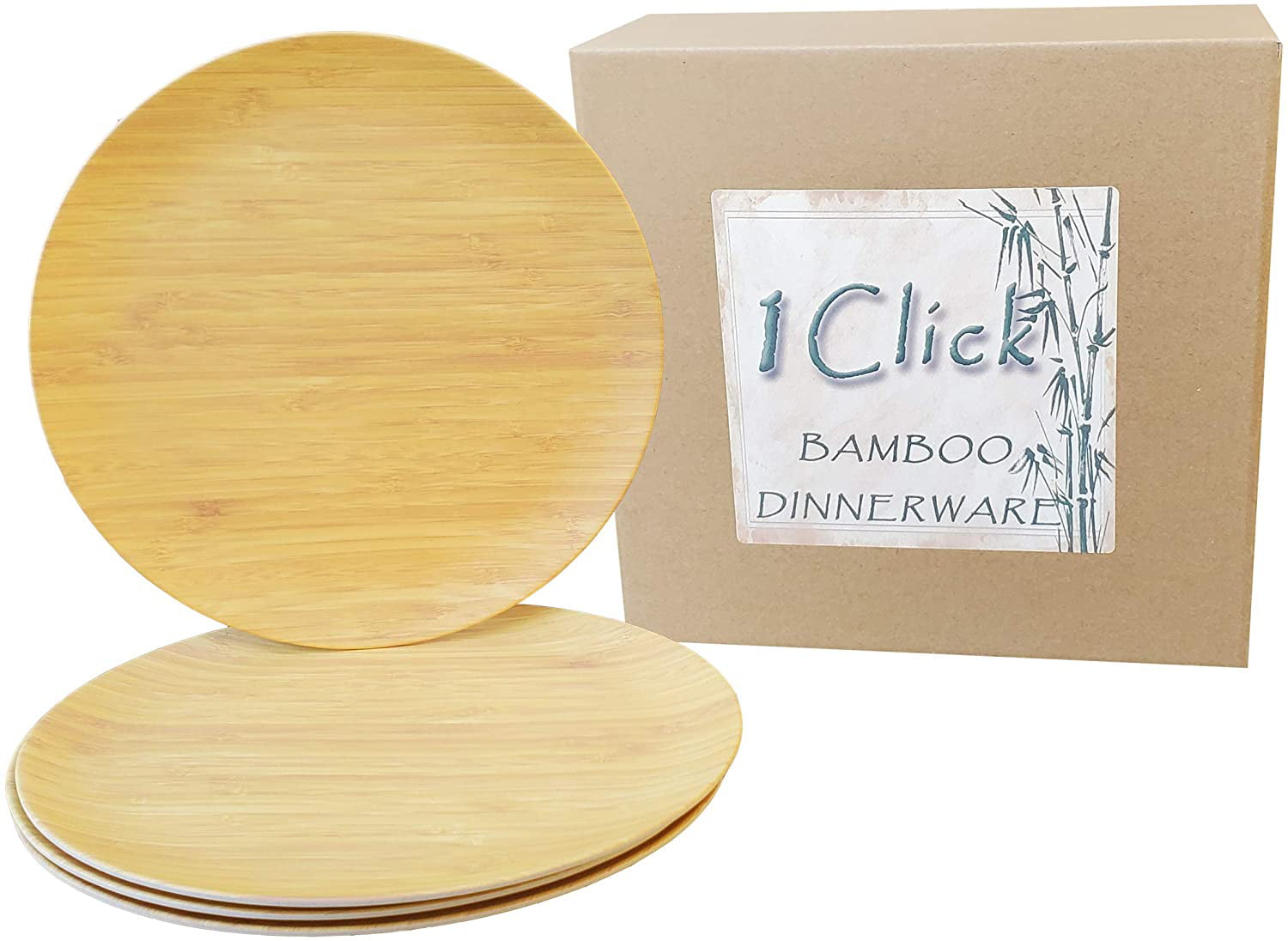 1 Click Bamboo Fiber 10 Inches Dinner Plates Set of 4 