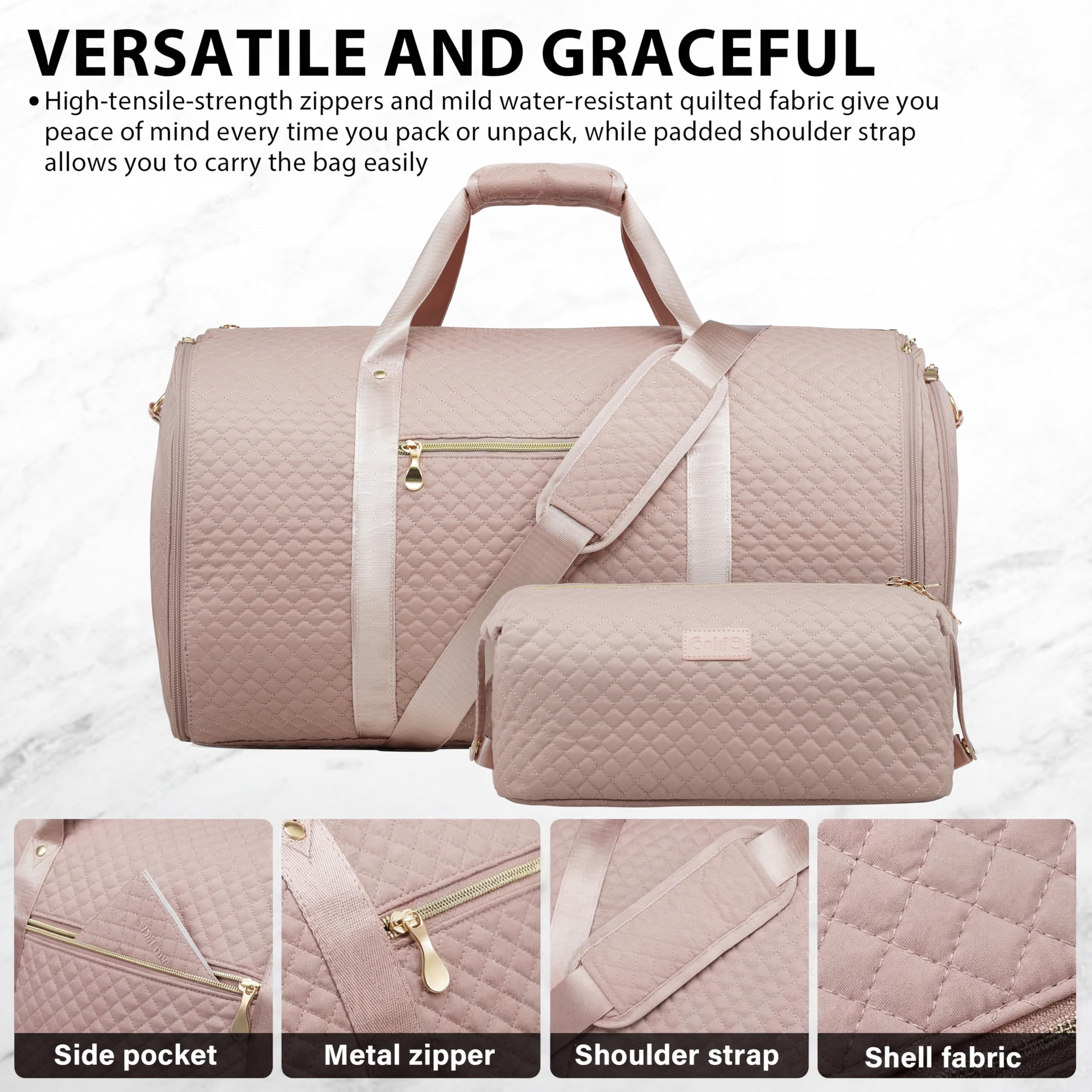 LONG VACATION Garment Bag Carry On Convertible Travel Duffel Bag with Shoe Pouch Weekender Bag for Women Men 2 in 1 Hanging Suit Bag with Shoulder Strap Business Travel Bag