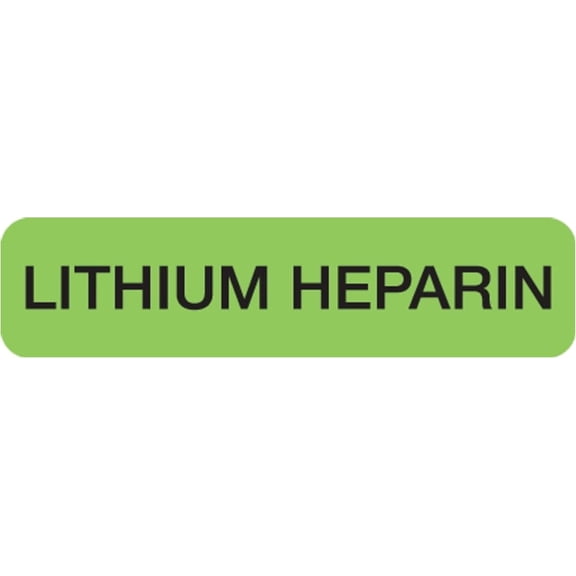 Lithium HEPARIN Specimen Labels for Blood Collection Tubes, 1-1/4" x 5/16", Fluorescent Green, Permanent Adhesive, , 500 Stickers/Box