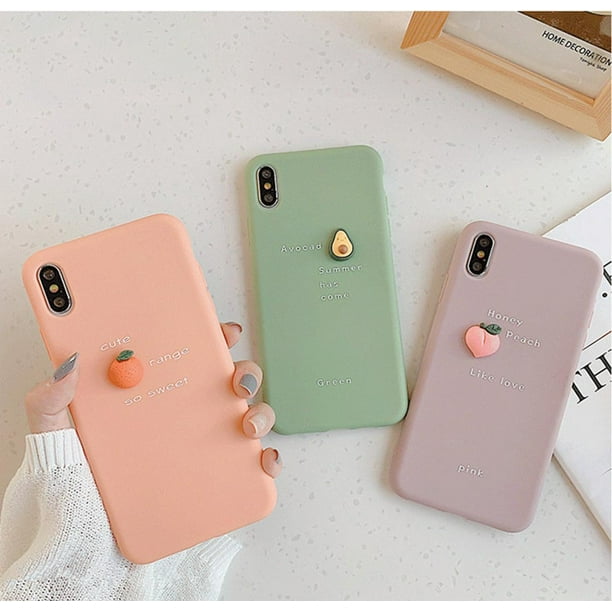 iPhone X / XS Case 3D Fruits Cute Cartoon Girls, Silicone Hard Back Cover  Full Body Slim Wireless Charging Girls GMYLE for Apple iPhone X & XS  (Orange) 