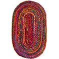 thumbnail image 1 of Safavieh Braided Collection BRD210A Handmade Boho Reversible Cotton Area Rug, 3' x 5' Oval, Red / Multi, 1 of 5