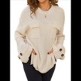 thumbnail image 1 of Blusas de Punto para Mujer 2025, Suéter de Cuello Redondo de Larga Extragrande, Blusas Informales de Negocios, Suéter Básico. Albaricoque XL, 1 of 10