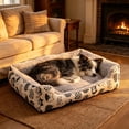 thumbnail image 4 of Sahpxhe Winter Dog Bed, Rectangular High Bolster Warm Plush Pet Bed With Cartoon Animal Print For Indoor Cats And Small Medium Dogs, 4 of 6
