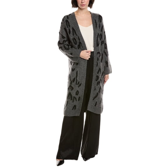 Vince Camuto womens Animal Print Long Cardigan, l, Gray