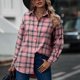 thumbnail image 5 of Mujer Casual Camisa a cuadros Manga larga Abrigo de solapa casual de un solo pecho para Todas las Temporadas, 5 of 8
