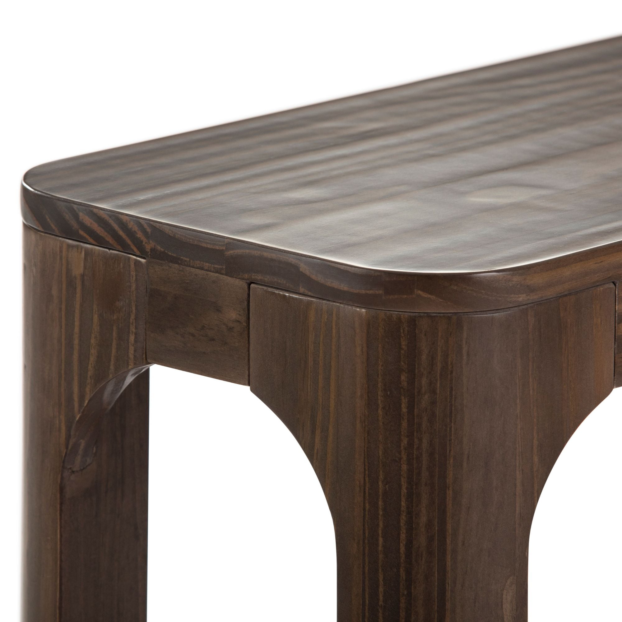 Plank+Beam 46" Forma Console Table, Solid Wood Rounded Edge Sofa Table with Storage Shelves, Narrow Entryway Table, Walnut