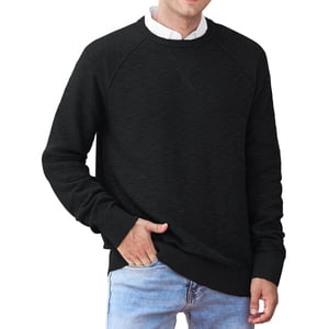 Iceglad Men's Crewneck Rib Knit Cotton Pullover Sweater